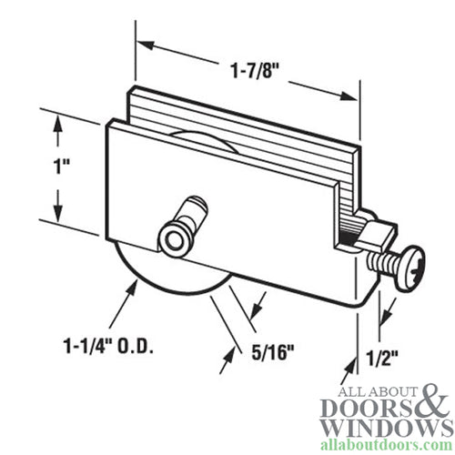 Sliding Door Roller Assembly for Alwindor and Empire Pacific Doors 1.25 Inch Steel Ball Bearing Roller and Adjustable Steel Housing - Sliding Door Roller Assembly for Alwindor and Empire Pacific Doors 1.25 Inch Steel Ball Bearing Roller and Adjustable Steel Housing