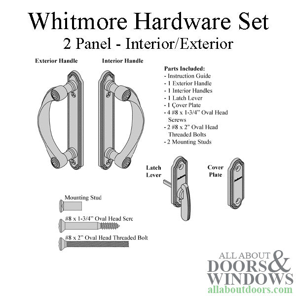 Andersen 2-Panel Gliding Door Interior/Exterior Trim Whitmore Hardware Set - Oil-Rubbed Bronze - Andersen 2-Panel Gliding Door Interior/Exterior Trim Whitmore Hardware Set - Oil-Rubbed Bronze