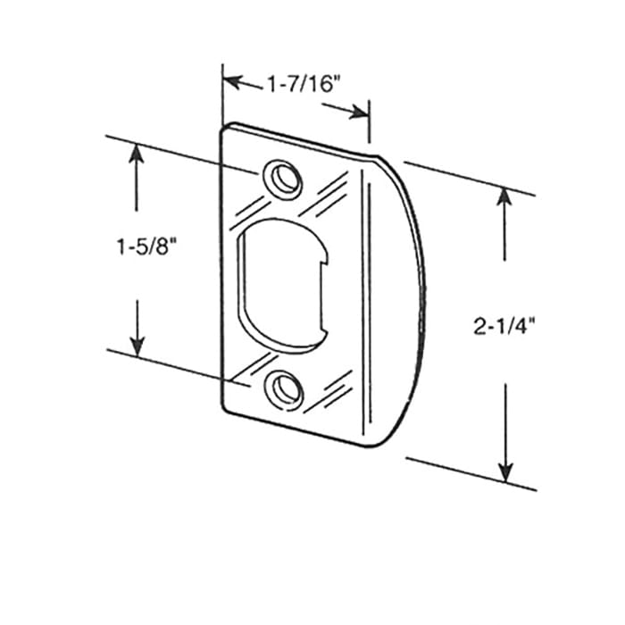 Latch strike - Standard - 1-5/8 Inch HC - Brass (Each) - Latch strike - Standard - 1-5/8 Inch HC - Brass (Each)