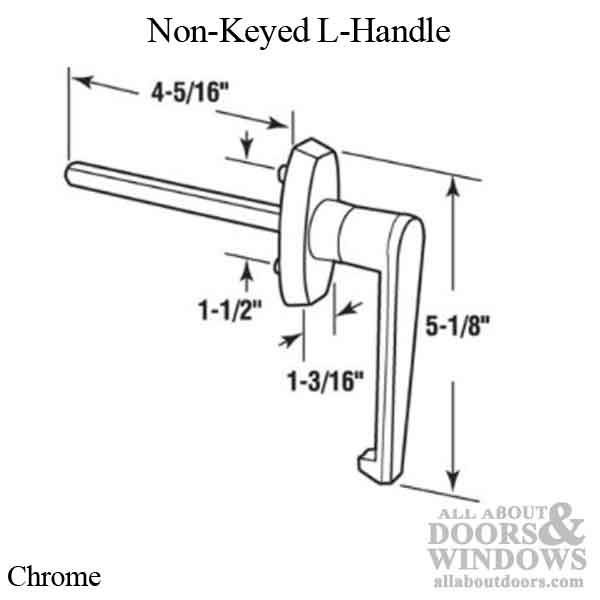 Non-Keyed L-Handle - 5/16 x 3 inch Shaft - Chrome - Non-Keyed L-Handle - 5/16 x 3 inch Shaft - Chrome
