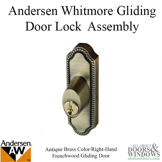 Andersen Window - Frenchwood Gliding Door - Keyed Lock-RH - Antique Brass