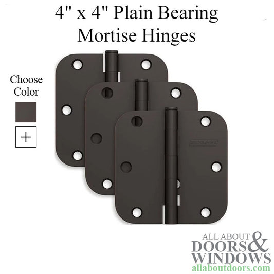 Schlage Pack of Three 4" x 4" Plain Bearing 5/8" Radius Corner Mortise Hinges