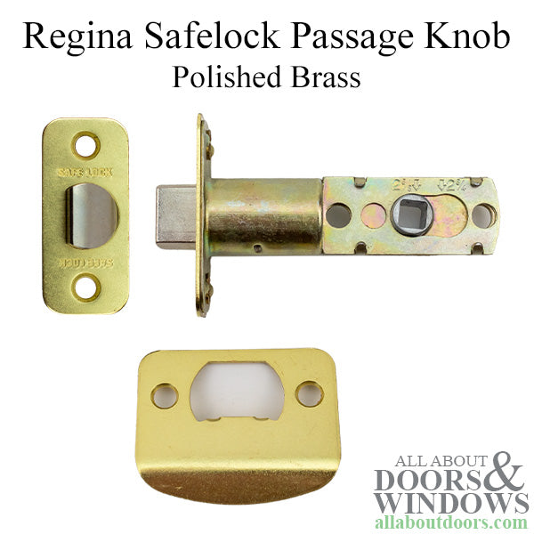 Kwikset Regina Passage Door Knob Polished Brass Regina Safelock Passage Handle - Kwikset Regina Passage Door Knob Polished Brass Regina Safelock Passage Handle