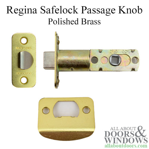 Kwikset Regina Passage Door Knob Polished Brass Regina Safelock Passage Handle - Kwikset Regina Passage Door Knob Polished Brass Regina Safelock Passage Handle