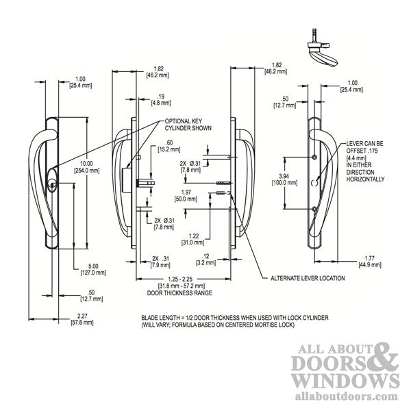 Truth Round Top Sliding Door Handleset, Active, Keyed, Off Centered Key Position - Truth Round Top Sliding Door Handleset, Active, Keyed, Off Centered Key Position