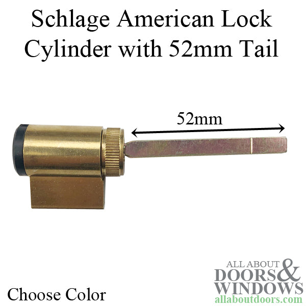 American Lock Cylinder with 52mm Tail and Schlage Keyway for G-U Gripsets - Choose Color - American Lock Cylinder with 52mm Tail and Schlage Keyway for G-U Gripsets - Choose Color