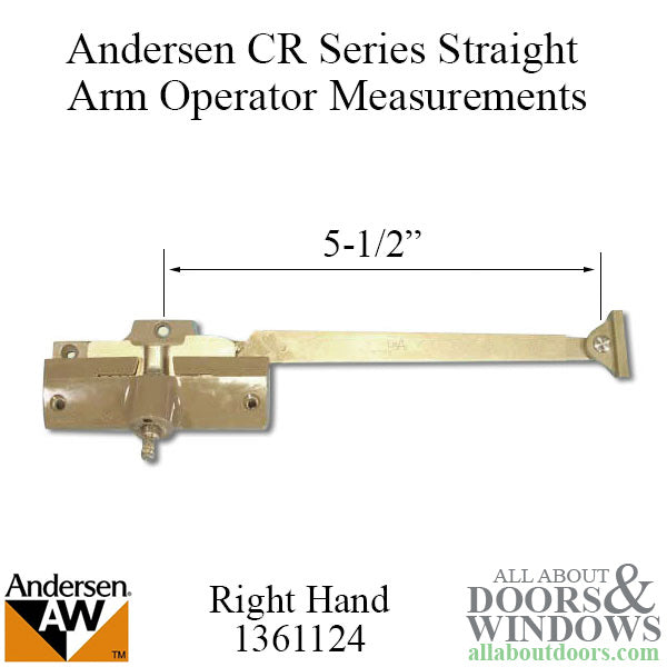 Andersen Window - Perma-Shield - Casement Window Straight Arm Operator RH, Wood, Single Arm, PSC, 7193-32, C R, ,  5-3/8 - Andersen Window - Perma-Shield - Casement Window Straight Arm Operator RH, Wood, Single Arm, PSC, 7193-32, C R, ,  5-3/8