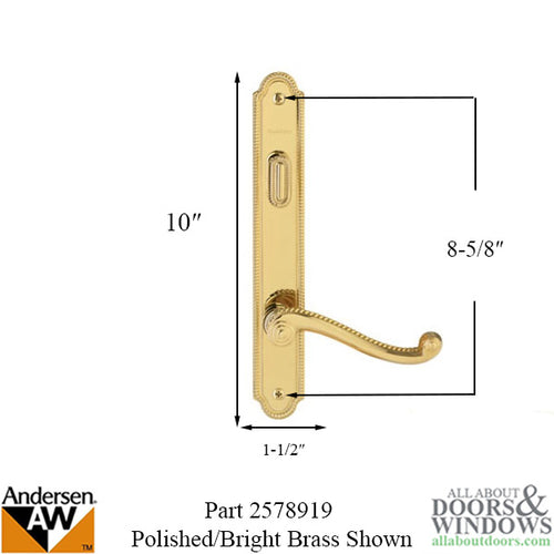 Hardware Kit, Single Door, Whitmore, Active Door - Bright Brass - Hardware Kit, Single Door, Whitmore, Active Door - Bright Brass