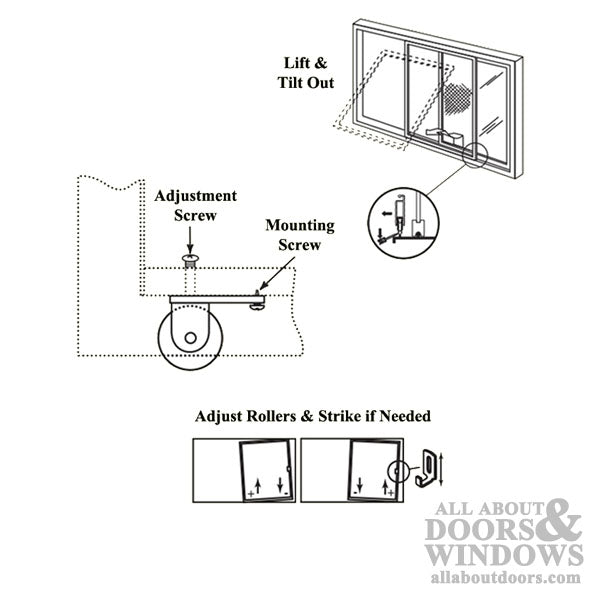 Straight Spring Tension Roller Assembly with 1 Inch Steel Wheel for Sliding Screen Door - Straight Spring Tension Roller Assembly with 1 Inch Steel Wheel for Sliding Screen Door