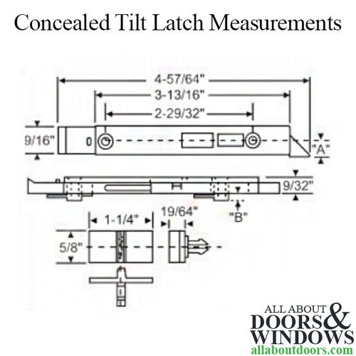 Visions 2000 Vinyl Window Tilt Latch, Concealed, Right - Visions 2000 Vinyl Window Tilt Latch, Concealed, Right