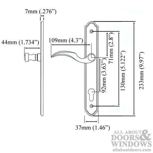 STV Euro Traditional Plate, Fontana Lever  2-1/4 door - Brass PVD - STV Euro Traditional Plate, Fontana Lever  2-1/4 door - Brass PVD