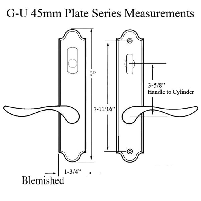 G-U Venice Handle & 45mm Plate, Active, Key & Thumbturn (Handle Below Cylinder) - Polished Brass - G-U Venice Handle & 45mm Plate, Active, Key & Thumbturn (Handle Below Cylinder) - Polished Brass