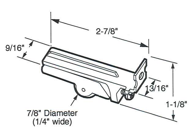 Roller Assembly - Sliding Patio Door, Steel Ball Bearing, 5/8