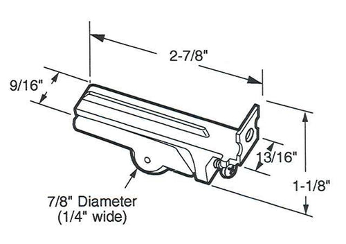 Roller Assembly - Sliding Patio Door, Steel Ball Bearing, 5/8