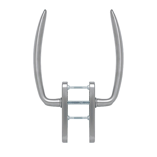 Atlanta Handle Set for Active Lift and Slide Door System, Keyed One Side, Resista Satin Nickel