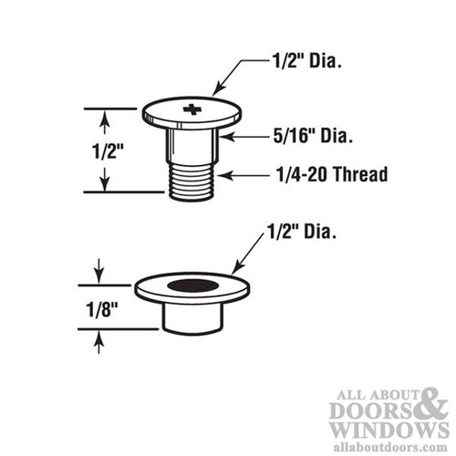 Diecast Bolt and Nylon Bushing 1/4-20 - Diecast Bolt and Nylon Bushing 1/4-20