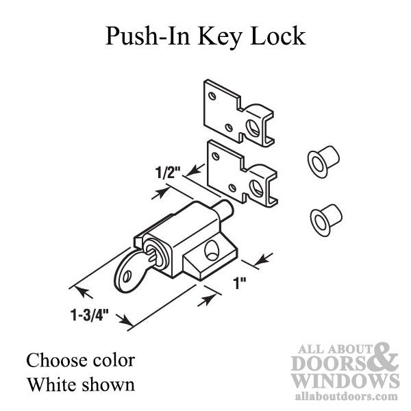 Patio Door Push-in Keyed Lock - Choose Color - Patio Door Push-in Keyed Lock - Choose Color