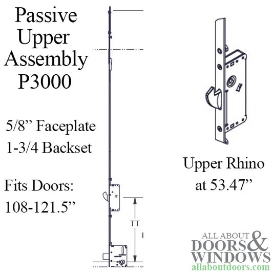 16mm P3000 Passive Upper Assembly With Gear, Rhino Hook Receptacle at 53.47",  Doors 108-121.5"