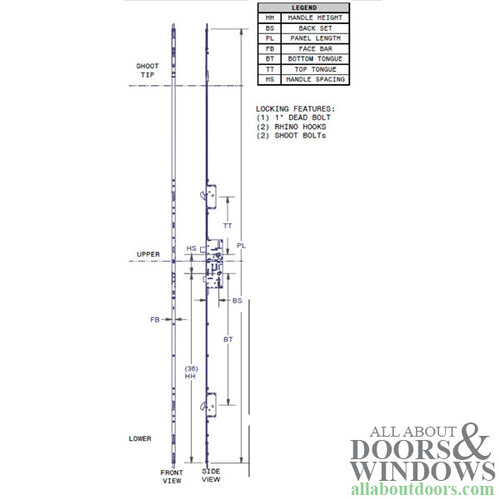 Amesbury P3000 Passive Lower Shootbolt Gear with Rhino Hook Receptacle - Amesbury P3000 Passive Lower Shootbolt Gear with Rhino Hook Receptacle