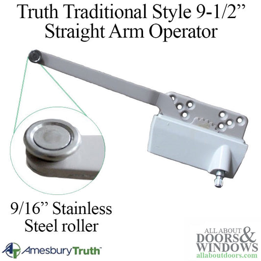 Truth Traditional 9-1/2" Straight Arm, Metal Stainless Steel Roller, Left Hand