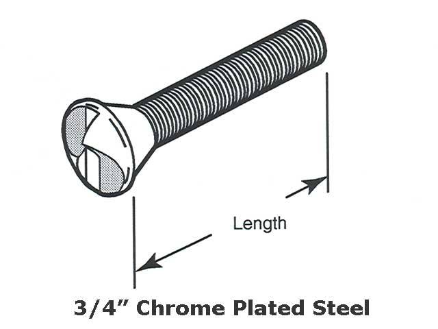 One Way Machine Screws - 3/4 Inch Chrome Plated Steel - One Way Machine Screws - 3/4 Inch Chrome Plated Steel