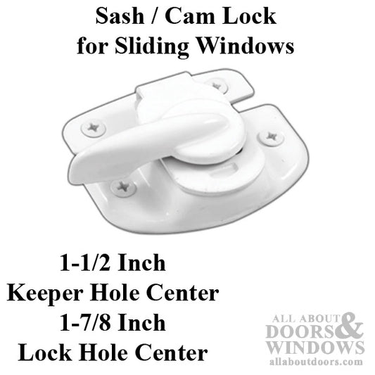 Sash / Cam Lock - Wood Sash Hardware, Stamped Steel - White