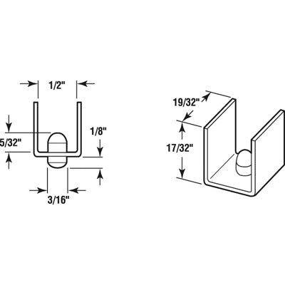 Guide, Sliding Shower Door Bottom, Pairs - Guide, Sliding Shower Door Bottom, Pairs