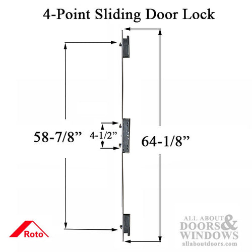 Roto Sliding Patio Door 4 Point Hook Lock - Aluminum - Roto Sliding Patio Door 4 Point Hook Lock - Aluminum