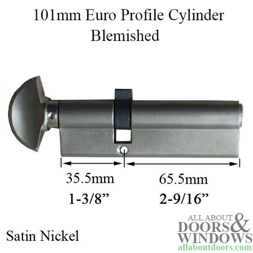 35.5/65.5 101mm Hoppe Euro Profile Cylinder - Satin Nickel - Blemished - 35.5/65.5 101mm Hoppe Euro Profile Cylinder - Satin Nickel - Blemished