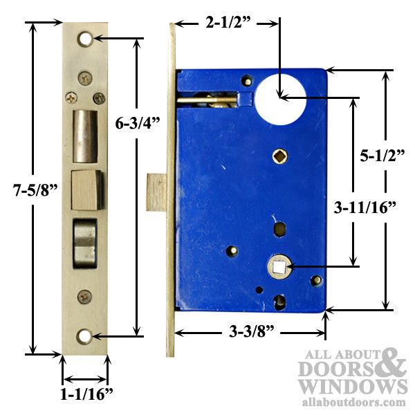 Marks Metro Mortise Entry Handle set, Left Hand shown - Polished Brass - Marks Metro Mortise Entry Handle set, Left Hand shown - Polished Brass