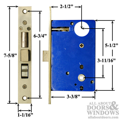 Marks Metro Mortise Entry Handle set, Left Hand shown - Polished Brass - Marks Metro Mortise Entry Handle set, Left Hand shown - Polished Brass