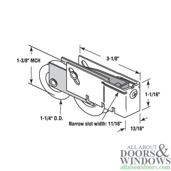 Door Roller For Wells Thermal Break Patio Doors 1.25 Inch Wheel Diameter Plain Back Door Roller - Door Roller For Wells Thermal Break Patio Doors 1.25 Inch Wheel Diameter Plain Back Door Roller