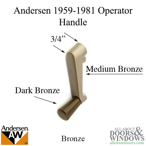 Andersen Roto-Lock Operator 1959-1981, Operator, Shoes and Rods  - Medium Bronze - Andersen Roto-Lock Operator 1959-1981, Operator, Shoes and Rods  - Medium Bronze