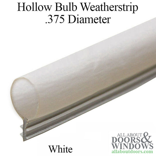 Weatherstrip For Doors and Windows Durable Seal .375 Inch Diameter Hollow Bulb White Weatherstrip