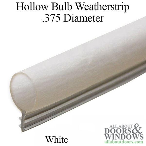 Weatherstrip For Doors and Windows Durable Seal .375 Inch Diameter Hollow Bulb White Weatherstrip - Weatherstrip For Doors and Windows Durable Seal .375 Inch Diameter Hollow Bulb White Weatherstrip