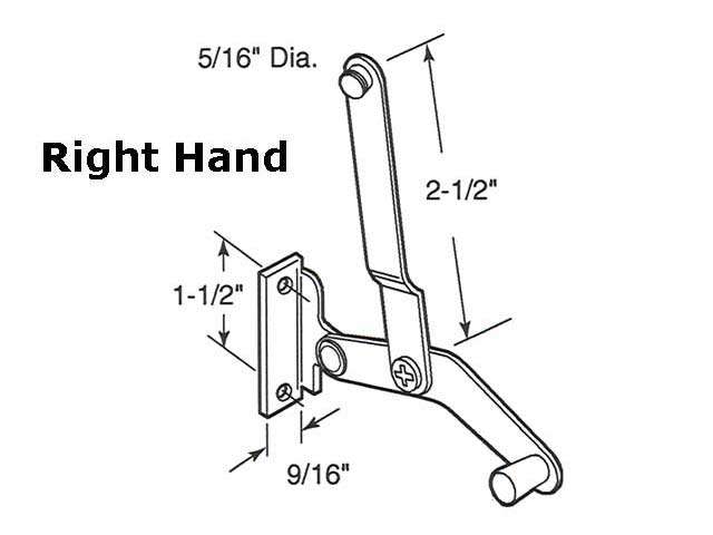 jalousie Window Operator,  Lever, 2-1/2 Link, Alum - Right - jalousie Window Operator,  Lever, 2-1/2 Link, Alum - Right