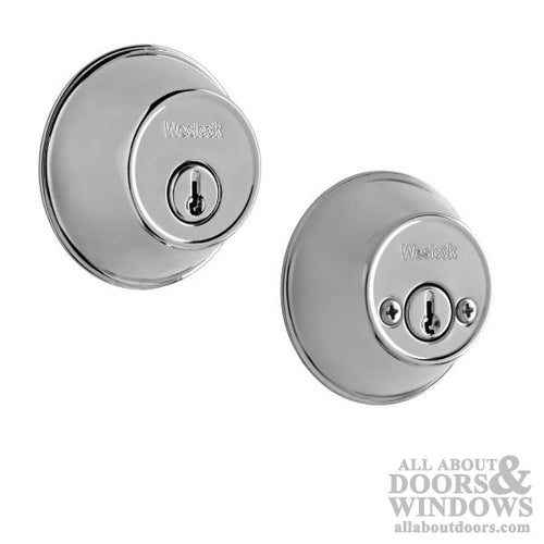 Weslock 300 Series Double Cylinder Deadbolt with Adjustable Backset and Deadbolt Strike - Chrome - Weslock 300 Series Double Cylinder Deadbolt with Adjustable Backset and Deadbolt Strike - Chrome