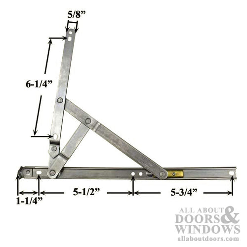 4-Bar Egress Hinge, 12-1/4 Inch Fixed Rivet - Stainless Steel - 4-Bar Egress Hinge, 12-1/4 Inch Fixed Rivet - Stainless Steel