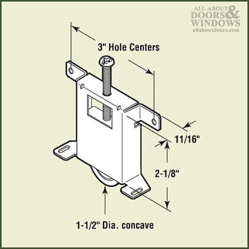 Mirror closet door roller 1-1/2 Nylon concave wheel - Mirror closet door roller 1-1/2 Nylon concave wheel