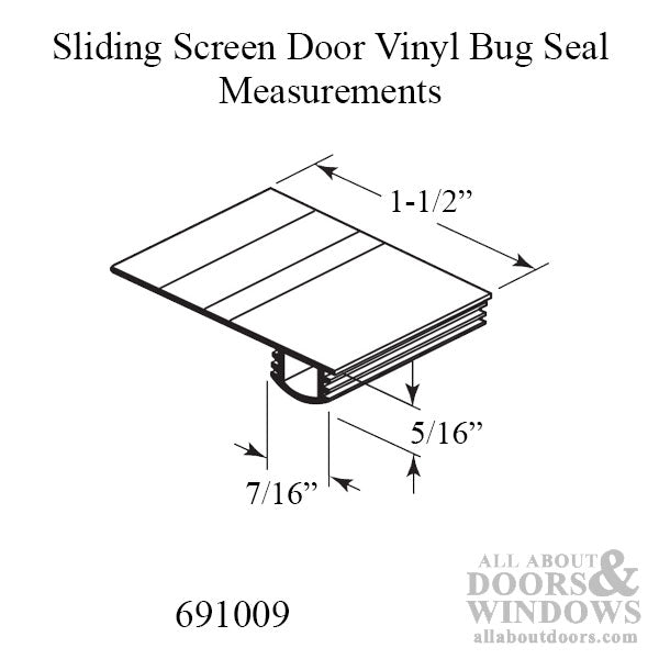 7 Foot Roll of Vinyl Bug Seal for Sliding Screen Door - Black - 7 Foot Roll of Vinyl Bug Seal for Sliding Screen Door - Black