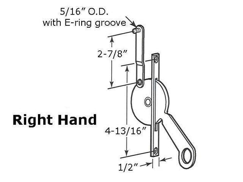 Jalousie/ Louver Window Operator, Lever, Universal, 4-13/16 inch - Jalousie/ Louver Window Operator, Lever, Universal, 4-13/16 inch