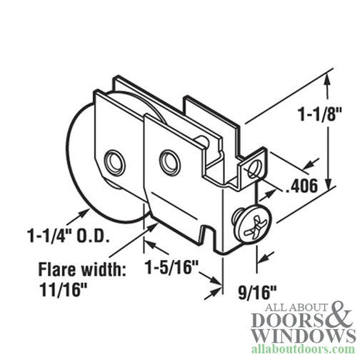 Sliding Glass Door Roller 1.25 Inch Steel Wheel With F Tab Metal Housing - Sliding Glass Door Roller 1.25 Inch Steel Wheel With F Tab Metal Housing