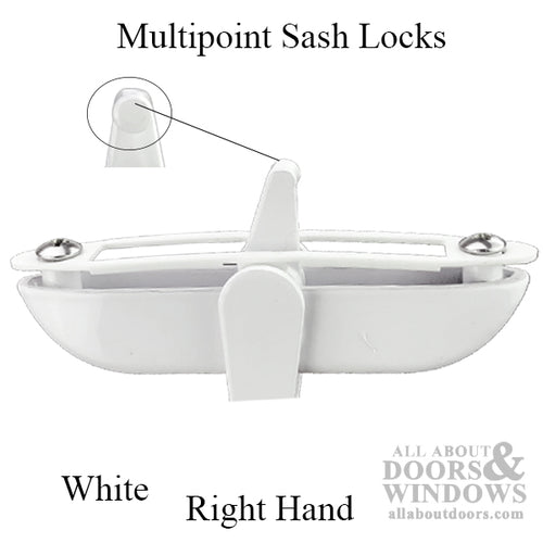 Multipoint sash lock, casement lock handle,  RH - White - Multipoint sash lock, casement lock handle,  RH - White