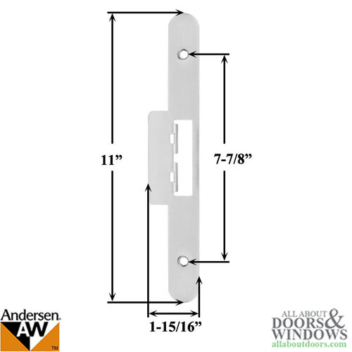 Andersen Latch & Deadbolt Strike Plate Cover, AP/PA  Double Door - Brushed Chrome - Andersen Latch & Deadbolt Strike Plate Cover, AP/PA  Double Door - Brushed Chrome