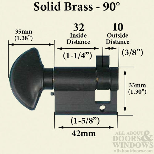 32 / 10 Inactive Non-Keyed 90 Degree Euro Profile Cylinder - 32 / 10 Inactive Non-Keyed 90 Degree Euro Profile Cylinder
