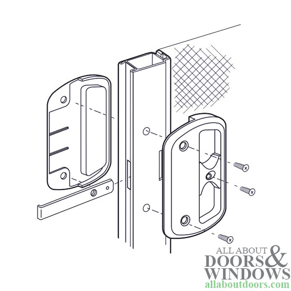 Latch & Pull for Sliding Screen Door, Non-Handed - Black - Latch & Pull for Sliding Screen Door, Non-Handed - Black