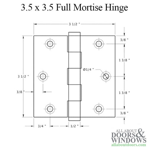 3.5 x 3.5 Full Mortise Hinge - Square Corner - Distressed Oil Rubbed Bronze - 3.5 x 3.5 Full Mortise Hinge - Square Corner - Distressed Oil Rubbed Bronze