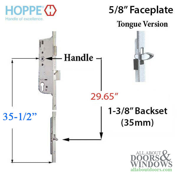 Hoppe 16mm Manual Tongue Gear, 35/92, Tongue at 29.65 Inch - Hoppe 16mm Manual Tongue Gear, 35/92, Tongue at 29.65 Inch