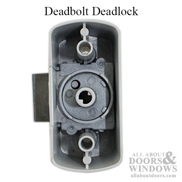 #119 (high Profile) Deadbolt Deadlock w/screws, Inside Storm Door - White - #119 (high Profile) Deadbolt Deadlock w/screws, Inside Storm Door - White