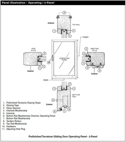 Channel, Andersen Primed wood Gliding Door 6/9 Operating - Channel, Andersen Primed wood Gliding Door 6/9 Operating